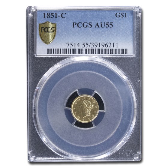 1851-C $1 Liberty Head Gold AU-55 PCGS 1851-C $1 Liberty Head Gold AU-55 PCGS